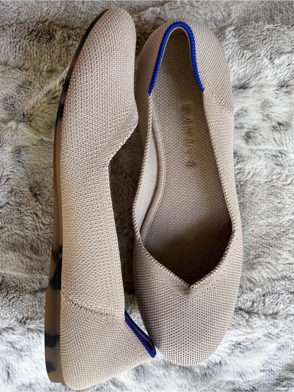 Rothy’s Ecru Knit Ballet Flats - Leopard Heel